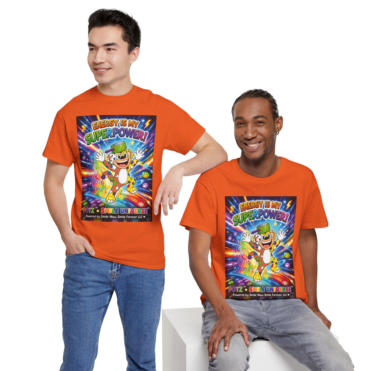 Potz™ Unisex Heavy Cotton™ Tee – "Energy is My Superpower!" Graphic Tee | Smile Universe Collection