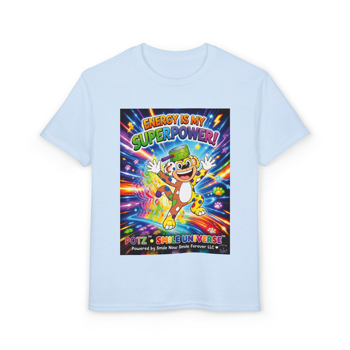 Potz™ Youth DryBlend® T-Shirt – "Energy is My Superpower!" Graphic Tee | Smile Universe Collection