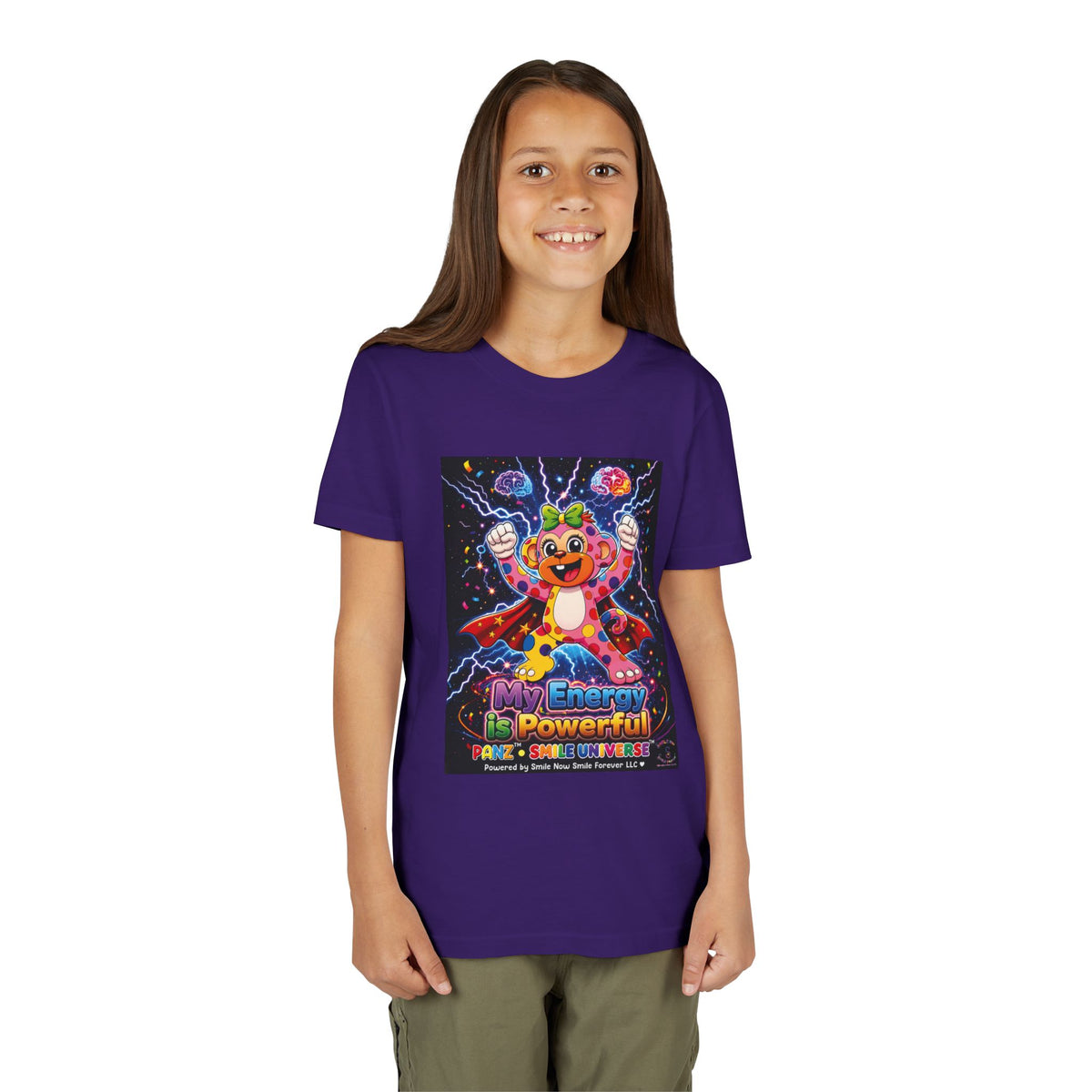 Panz™ Youth Short Sleeve Tee – "My Energy is Powerful" Graphic Tee | Smile Universe Collection