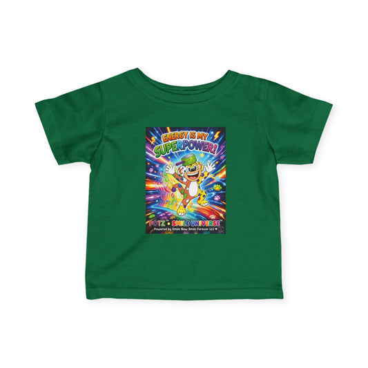 Potz™ Infant Fine Jersey Tee – "Energy is My Superpower!" Graphic Tee | Smile Universe Collection