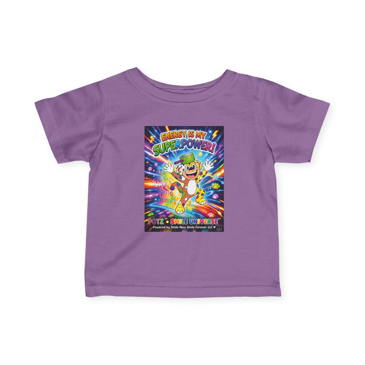 Potz™ Infant Fine Jersey Tee – "Energy is My Superpower!" Graphic Tee | Smile Universe Collection