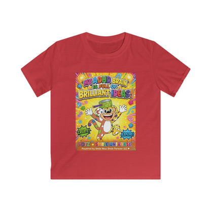 Potz™ Kids Softstyle Tee – "My ADHD Brain is Full of Brilliant Ideas!" Graphic Tee | Smile Universe Collection