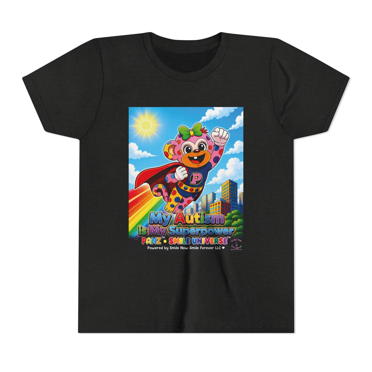 Panz™ Youth Short Sleeve Tee – "My Autism is My Superpower" Graphic | Smile Universe Collection