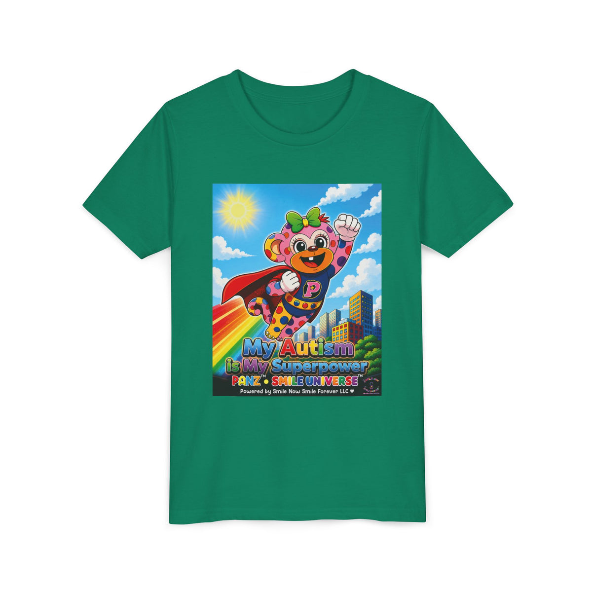 Panz™ Youth Short Sleeve Tee – "My Autism is My Superpower" Graphic | Smile Universe Collection