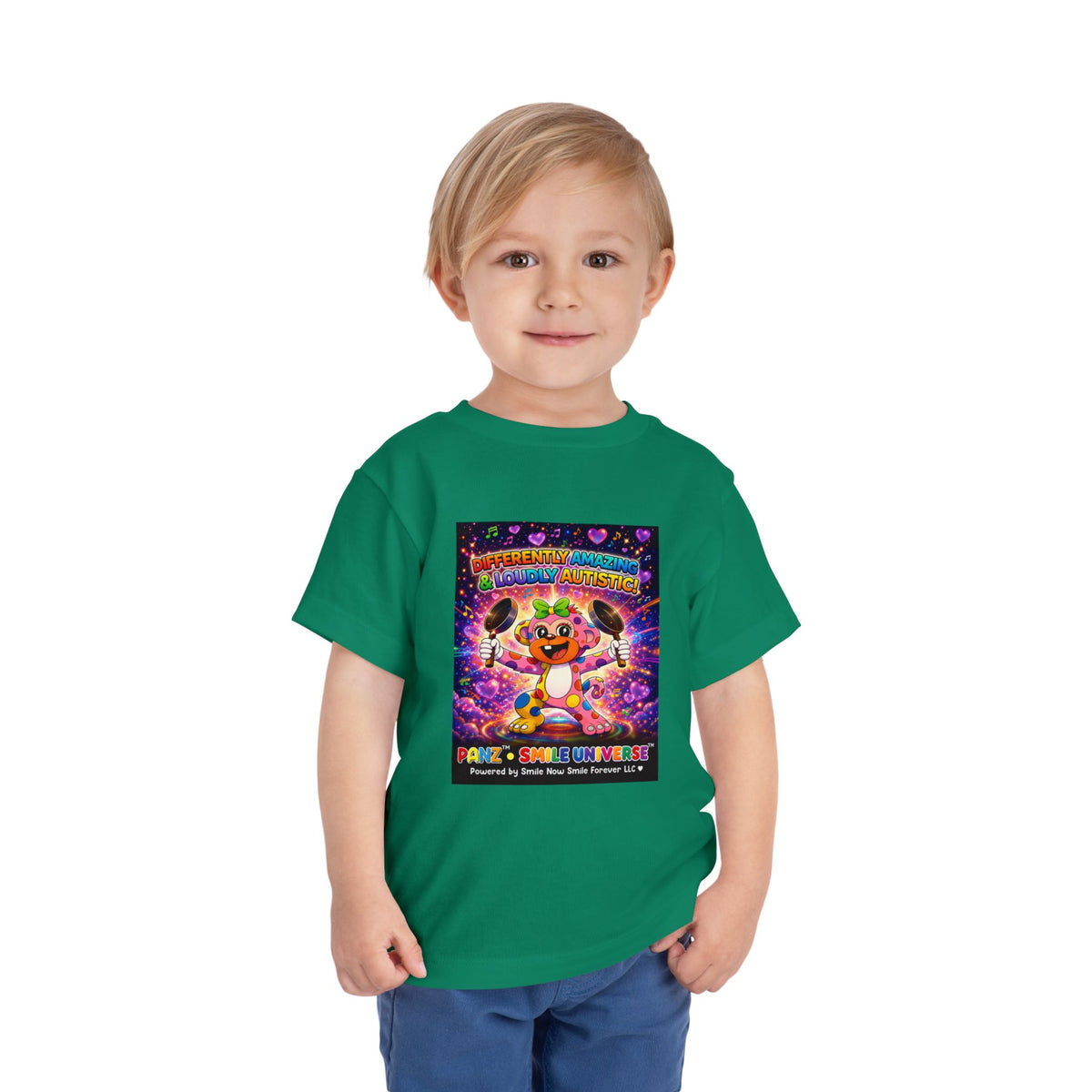 Panz™ Toddler Short Sleeve Tee – "Differently Amazing & Loudly Autistic!" Graphic | Smile Universe Collection