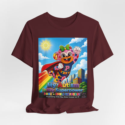Panz™ Unisex Jersey Short Sleeve Tee – "My Autism is My Superpower" Graphic | Smile Universe Collection