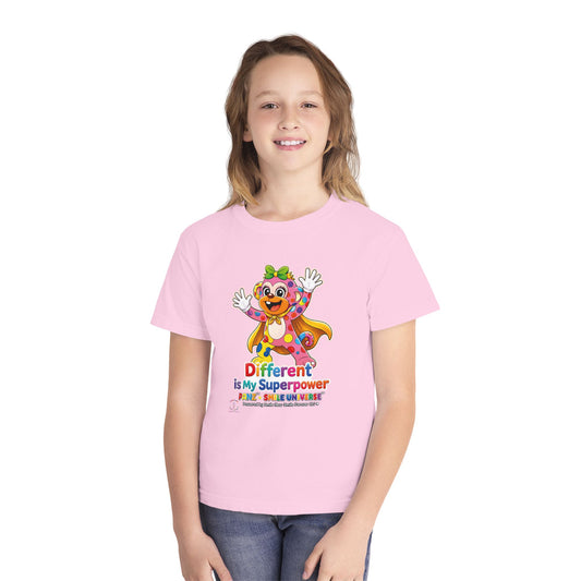 Panz™ Youth Midweight Tee – "Different is My Superpower" Graphic | Smile Universe Collection