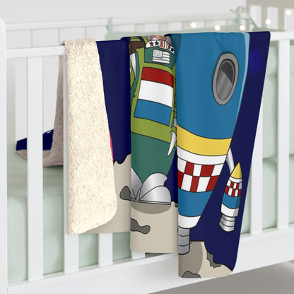 TuBz™ Sherpa Fleece Blanket – "Houston, No Problem Here!" Graphic | Smile Universe Collection