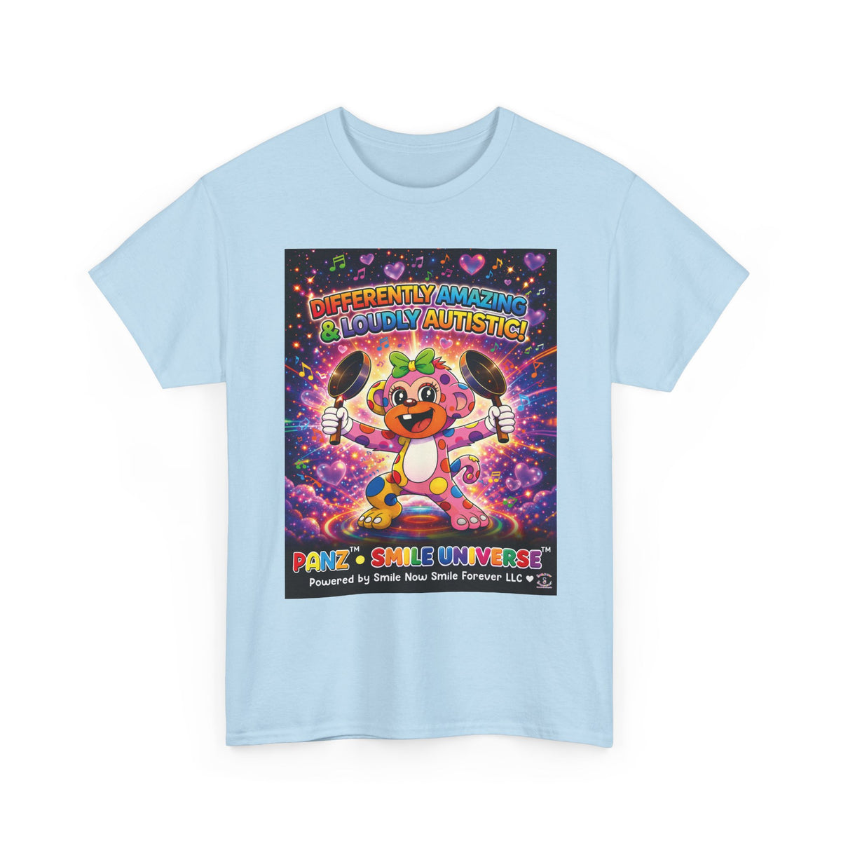 Panz™ Unisex Heavy Cotton™ Tee – "Differently Amazing & Loudly Autistic!" Graphic | Smile Universe Collection