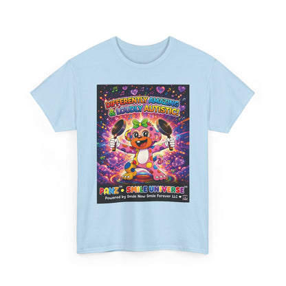 Panz™ Unisex Heavy Cotton™ Tee – "Differently Amazing & Loudly Autistic!" Graphic | Smile Universe Collection