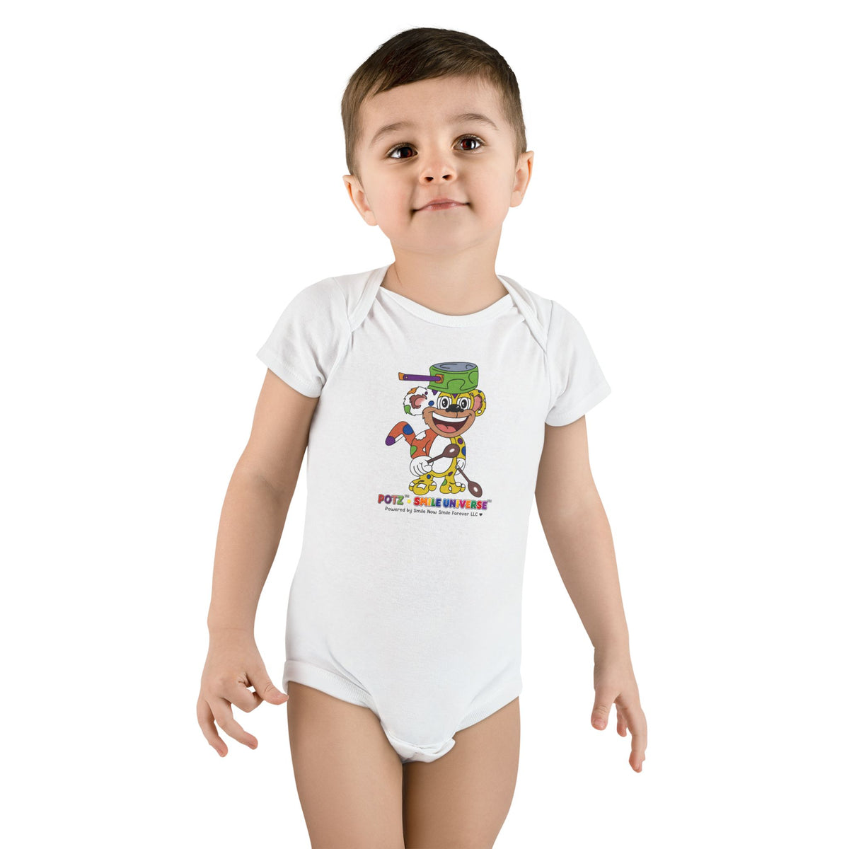 Potz™ Baby Short Sleeve Onesie® – Playful Graphic Bodysuit | Smile Universe Collection