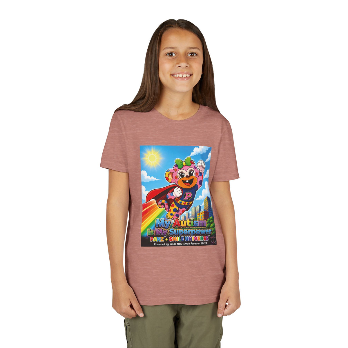 Panz™ Youth Short Sleeve Tee – "My Autism is My Superpower" Graphic | Smile Universe Collection
