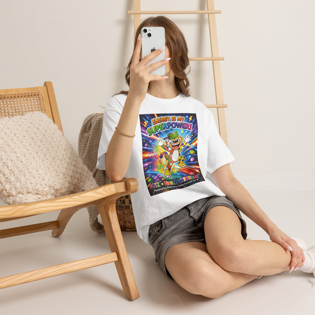 Potz™ Unisex Heavy Cotton™ Tee – "Energy is My Superpower!" Graphic Tee | Smile Universe Collection