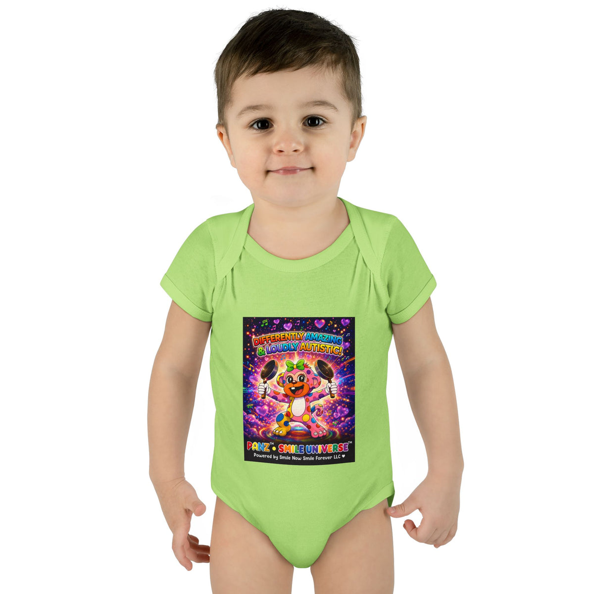 Panz™ Infant Baby Rib Bodysuit – "Differently Amazing & Loudly Autistic!" Graphic | Smile Universe Collection