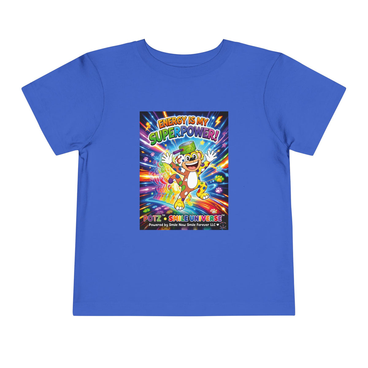 Potz™ Toddler Short Sleeve Tee – "Energy is My Superpower!" Graphic Tee | Smile Universe Collection