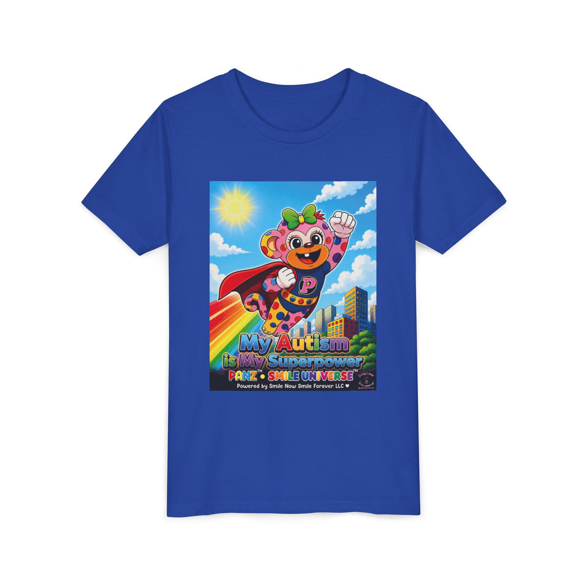 Panz™ Youth Short Sleeve Tee – "My Autism is My Superpower" Graphic | Smile Universe Collection