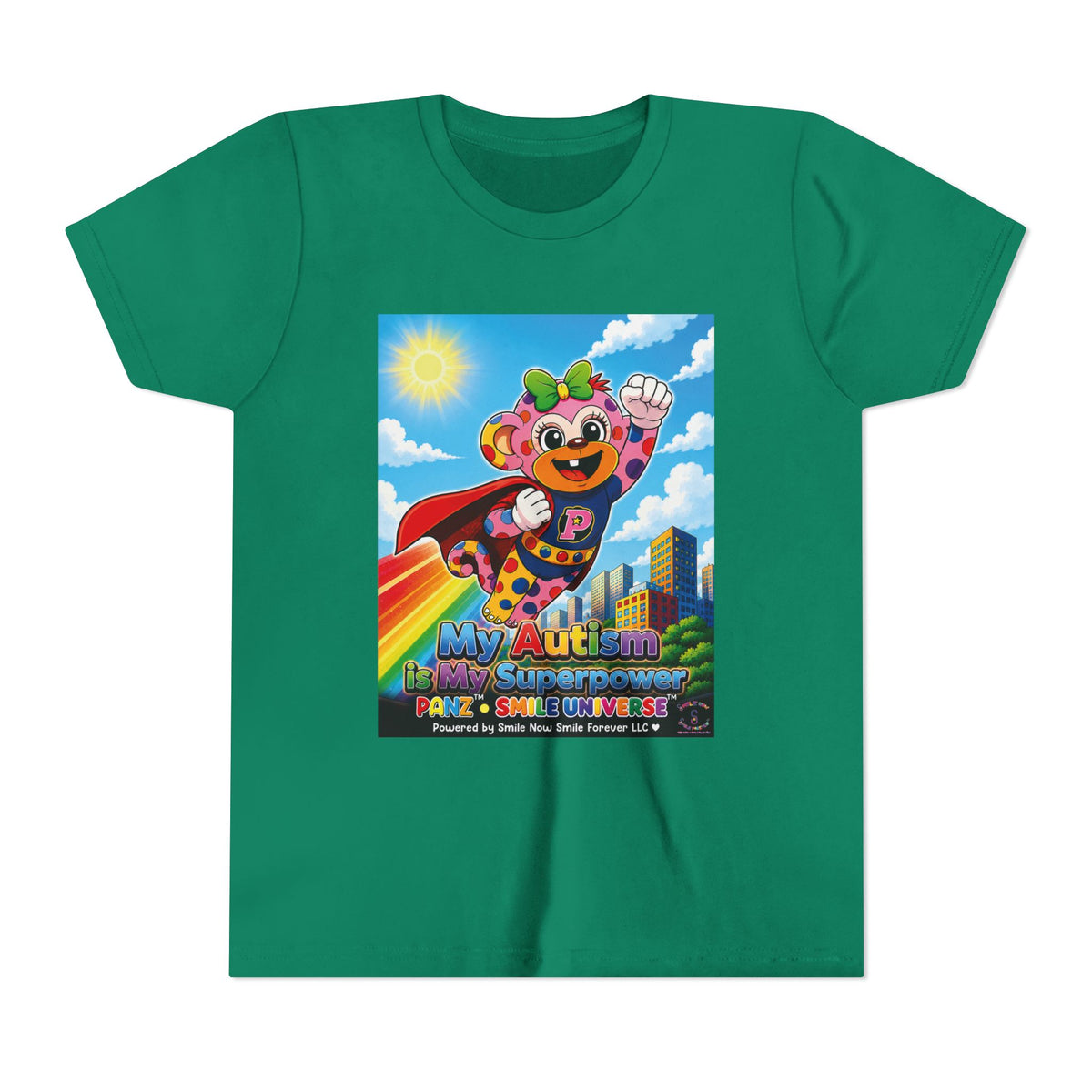 Panz™ Youth Short Sleeve Tee – "My Autism is My Superpower" Graphic | Smile Universe Collection