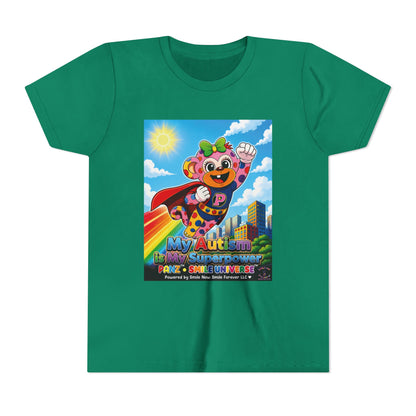 Panz™ Youth Short Sleeve Tee – "My Autism is My Superpower" Graphic | Smile Universe Collection
