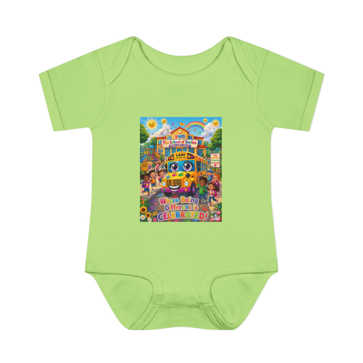 Lani™ Infant Baby Rib Bodysuit – "Where Being Different is CELEBRATED!" Graphic
