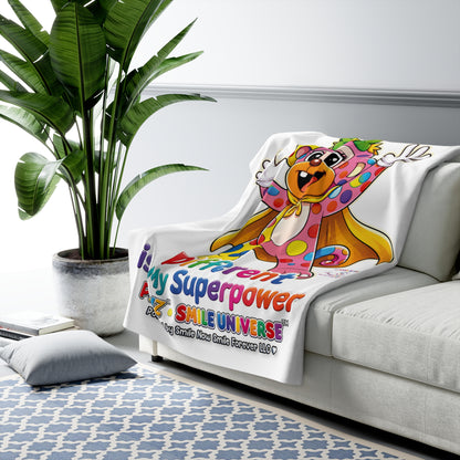 Panz™ Sherpa Fleece Blanket – "Different is My Superpower" Graphic | Smile Universe Collection
