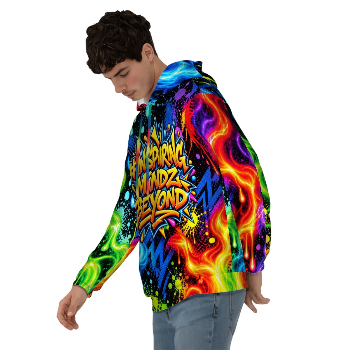 BWD “Inspiring Mindz Beyond™” Men’s AOP Pullover Hoodie — Neon Flow