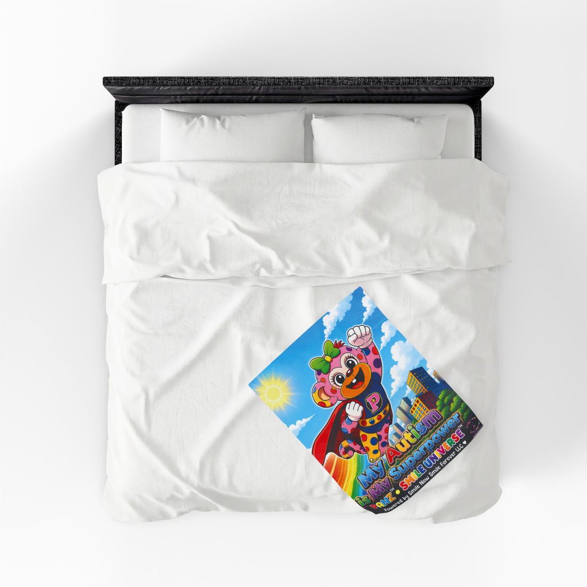 Panz™ Velveteen Plush Blanket – "My Autism is My Superpower" Graphic | Smile Universe Collection