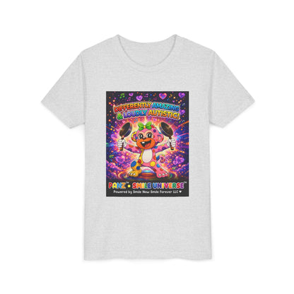 Panz™ Youth Short Sleeve Tee – "Differently Amazing & Loudly Autistic!" Graphic | Smile Universe Collection
