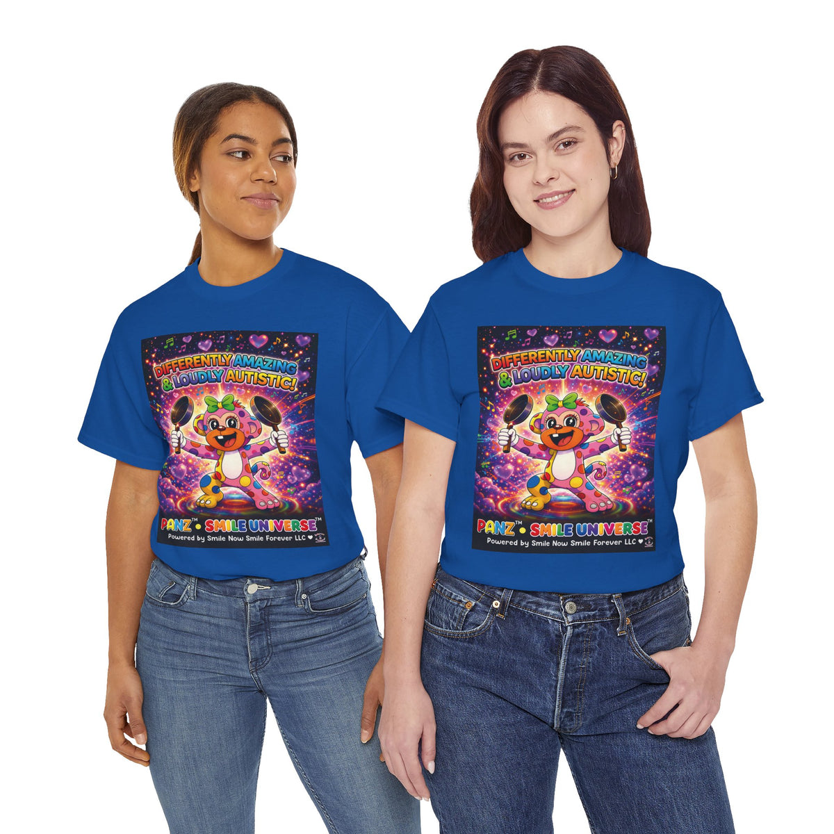 Panz™ Unisex Heavy Cotton™ Tee – "Differently Amazing & Loudly Autistic!" Graphic | Smile Universe Collection