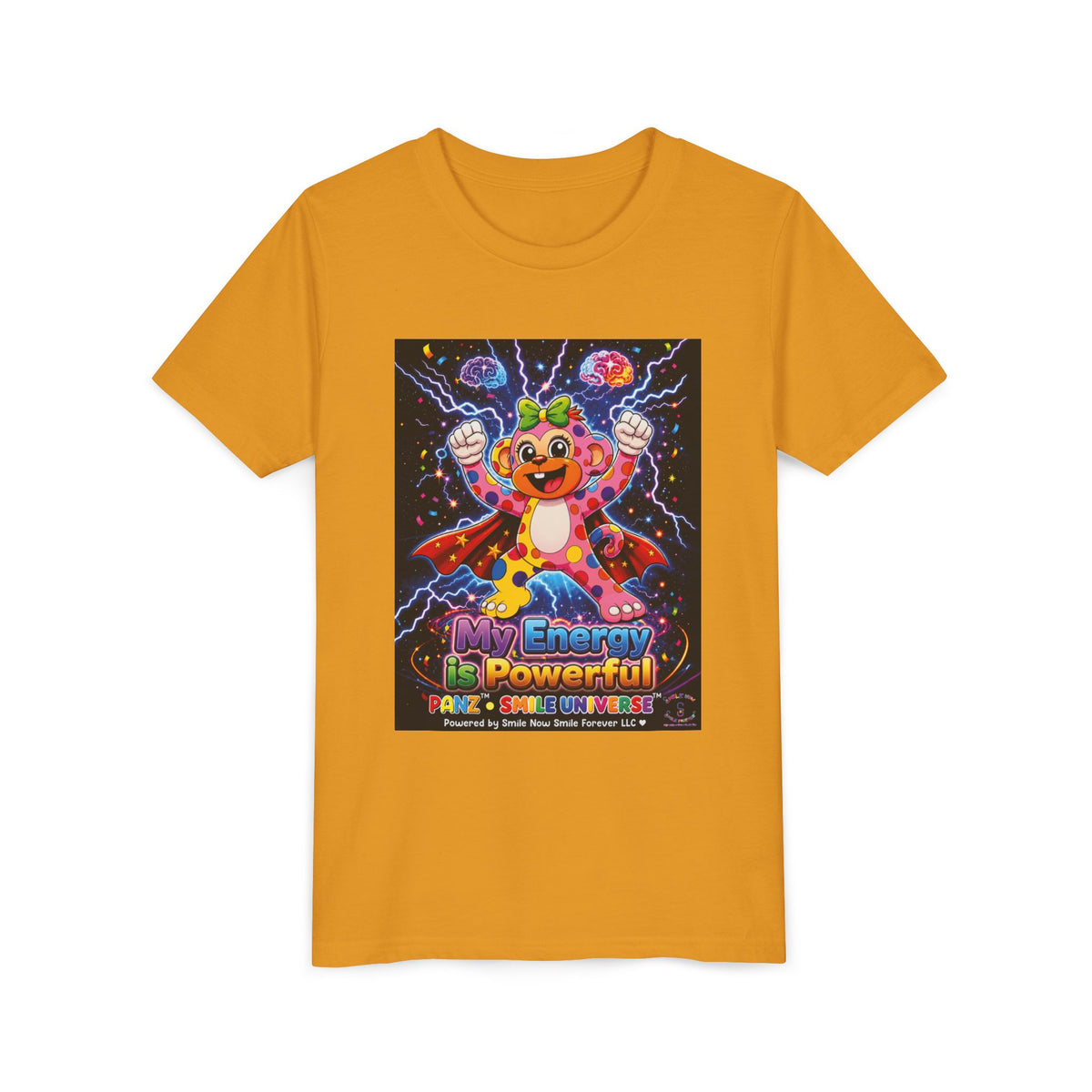 Panz™ Youth Short Sleeve Tee – "My Energy is Powerful" Graphic Tee | Smile Universe Collection