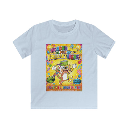 Potz™ Kids Softstyle Tee – "My ADHD Brain is Full of Brilliant Ideas!" Graphic Tee | Smile Universe Collection