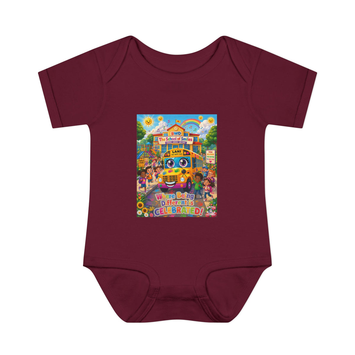Lani™ Infant Baby Rib Bodysuit – "Where Being Different is CELEBRATED!" Graphic