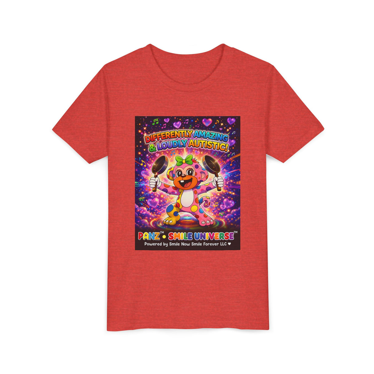 Panz™ Youth Short Sleeve Tee – "Differently Amazing & Loudly Autistic!" Graphic | Smile Universe Collection