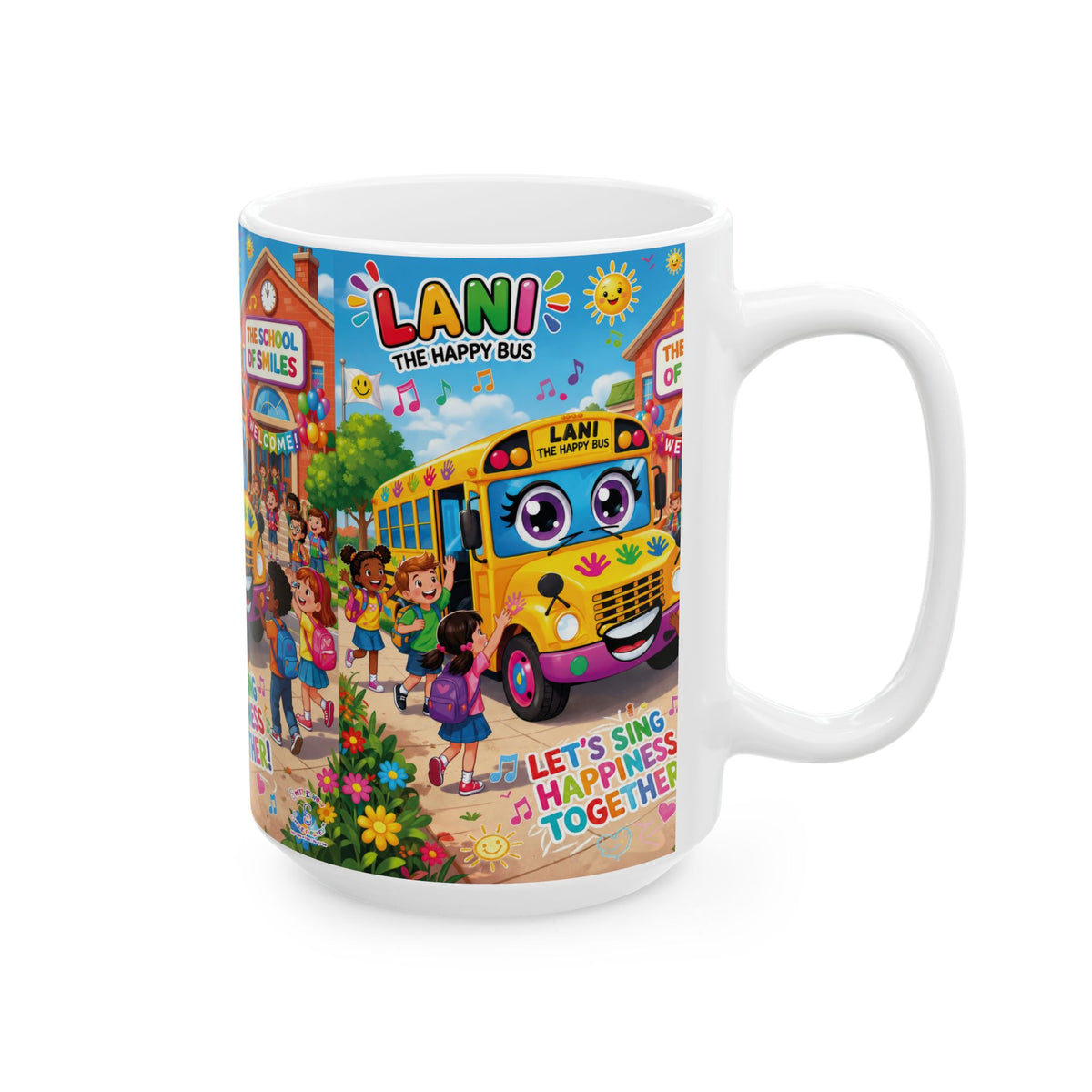 Lani™ Ceramic Mug (11oz & 15oz) – "Let's Sing Happiness Together!" Graphic