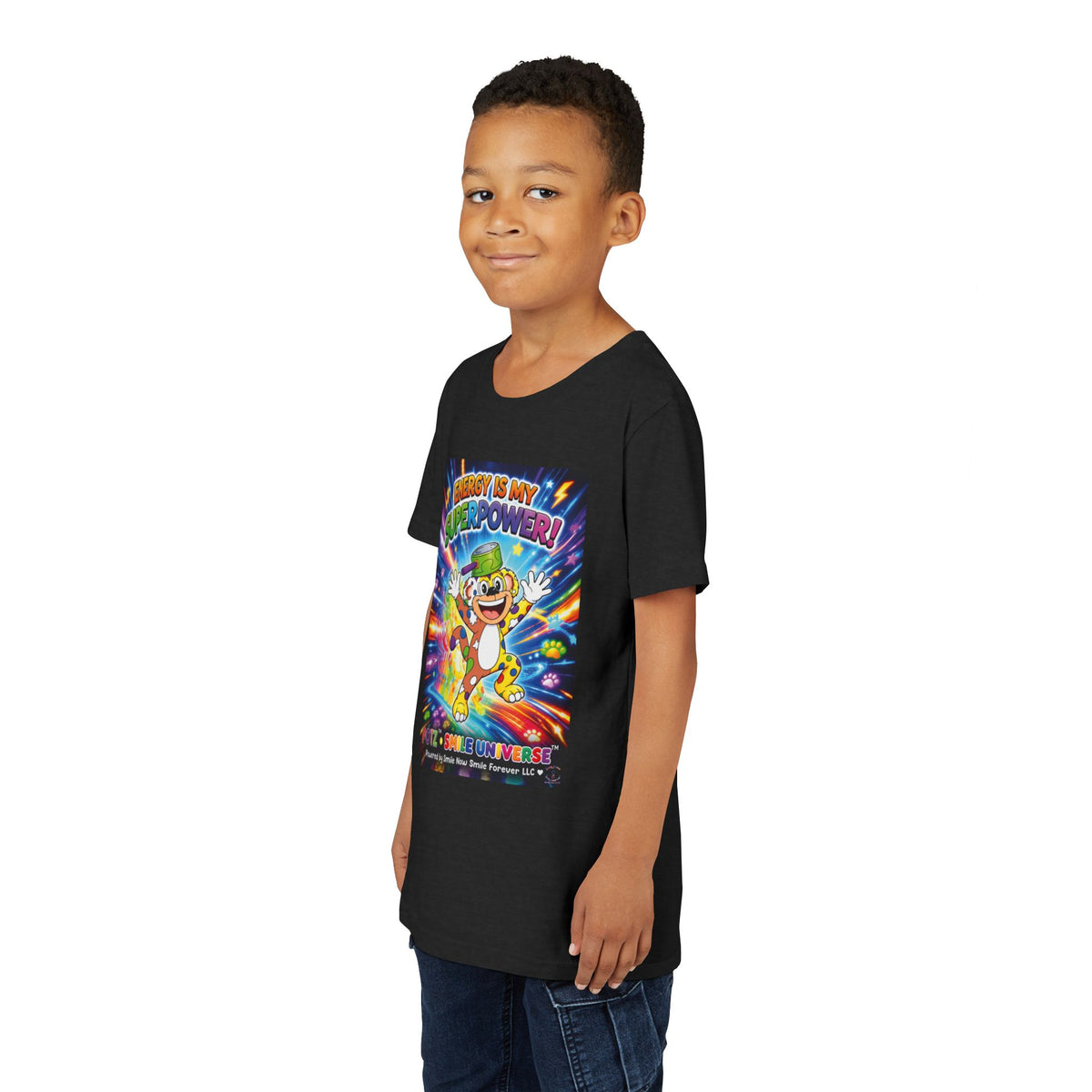 Potz™ Youth Short Sleeve Tee – "Energy is My Superpower!" Graphic Tee | Smile Universe Collection