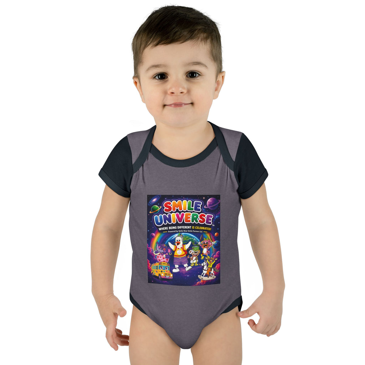 Smile Universe™ Infant Baby Rib Bodysuit – "Where Being Different is CELEBRATED!" Graphic