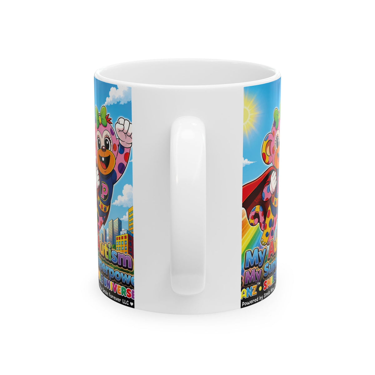 Panz™ Ceramic Mug (11oz & 15oz) – "My Autism is My Superpower" Graphic | Smile Universe Collection