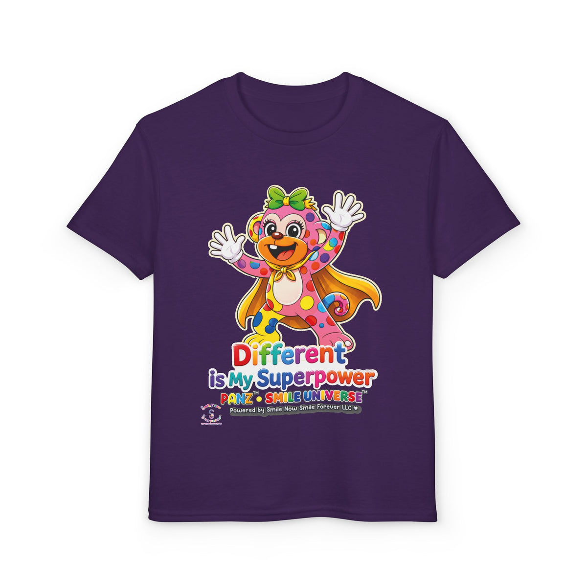Panz™ Youth DryBlend® T-Shirt – "Different is My Superpower" Graphic | Smile Universe Collection