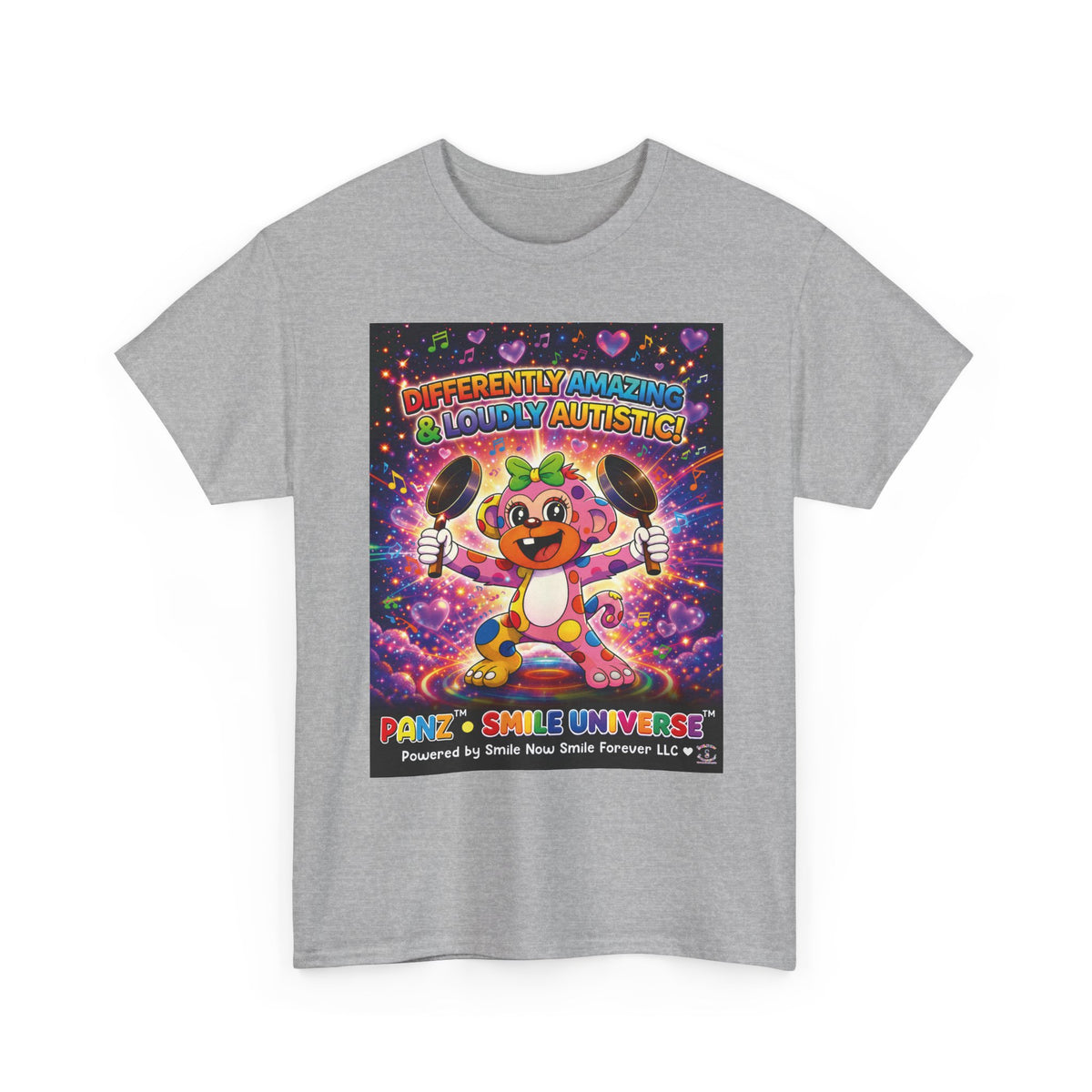 Panz™ Unisex Heavy Cotton™ Tee – "Differently Amazing & Loudly Autistic!" Graphic | Smile Universe Collection