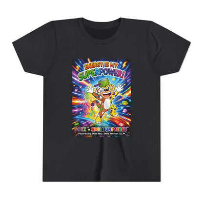 Potz™ Youth Short Sleeve Tee – "Energy is My Superpower!" Graphic Tee | Smile Universe Collection