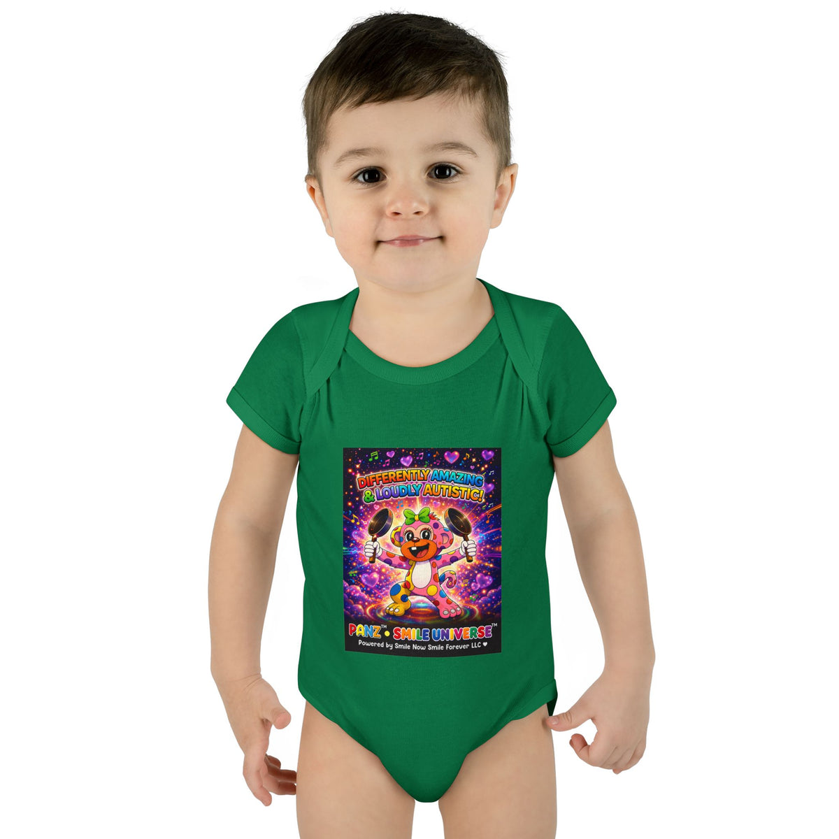 Panz™ Infant Baby Rib Bodysuit – "Differently Amazing & Loudly Autistic!" Graphic | Smile Universe Collection
