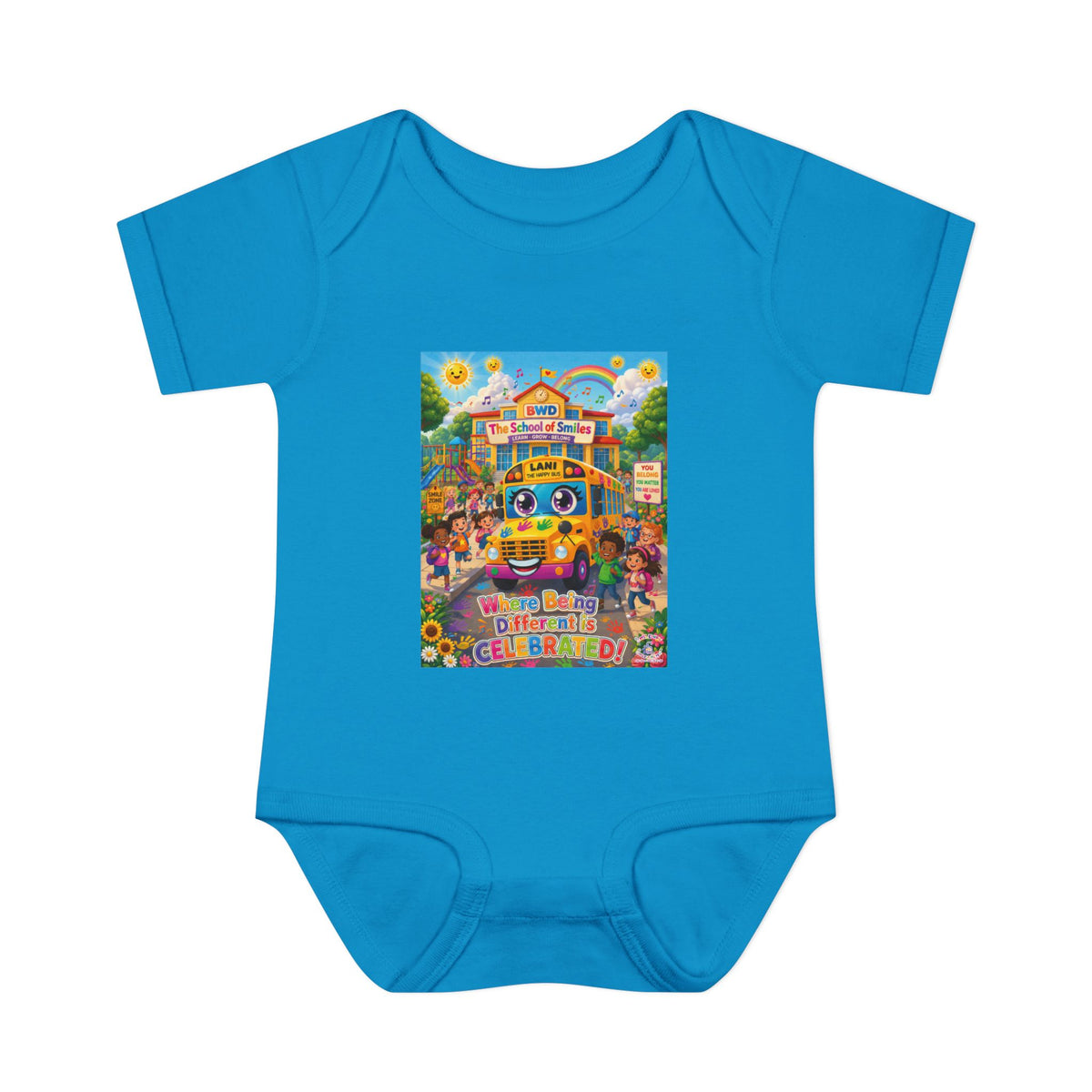 Lani™ Infant Baby Rib Bodysuit – "Where Being Different is CELEBRATED!" Graphic