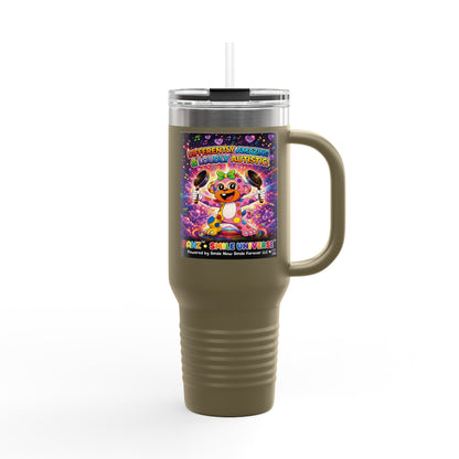 Panz™ 40oz Insulated Travel Mug – "Differently Amazing & Loudly Autistic!" Graphic | Smile Universe Collection