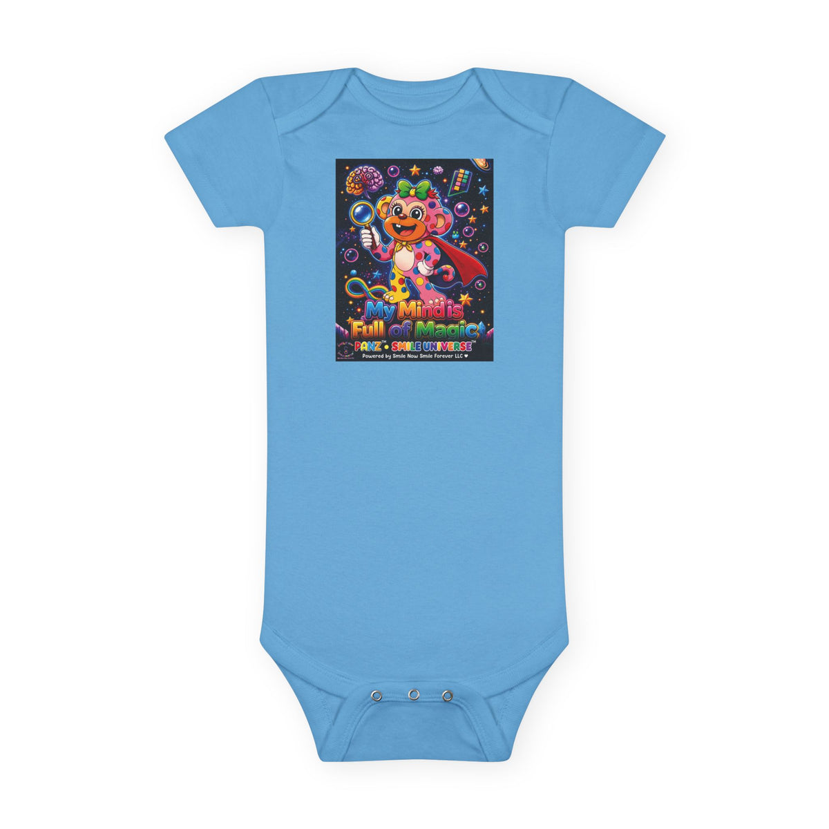 Panz™ Baby Short Sleeve Onesie® – "My Mind is Full of Magic" Graphic | Smile Universe Collection