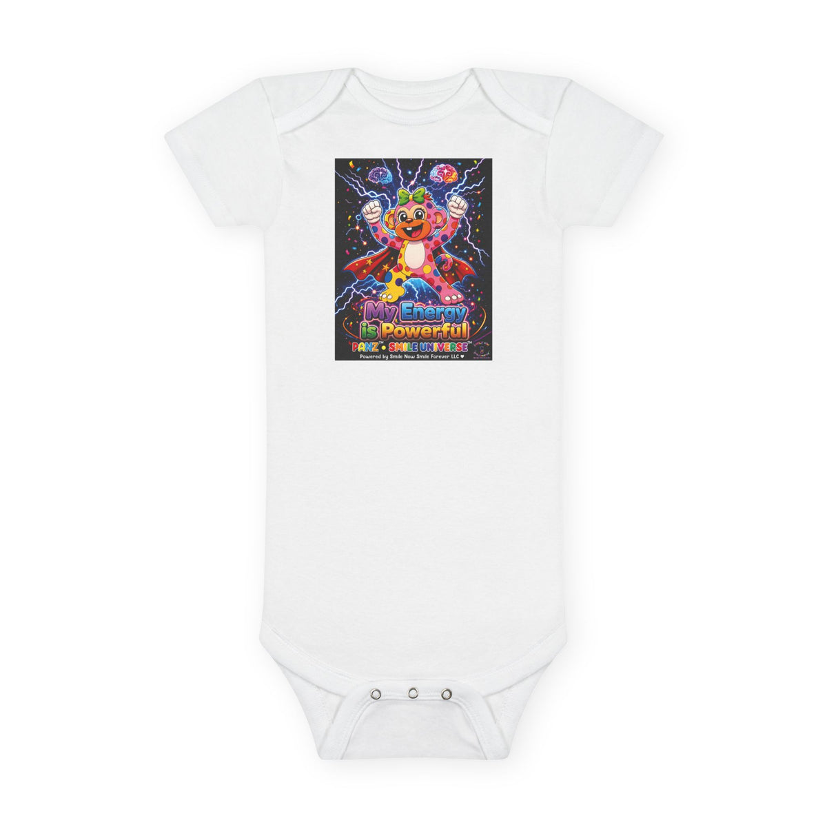 Panz™ Baby Short Sleeve Onesie® – "My Energy is Powerful" Graphic Bodysuit | Smile Universe Collection