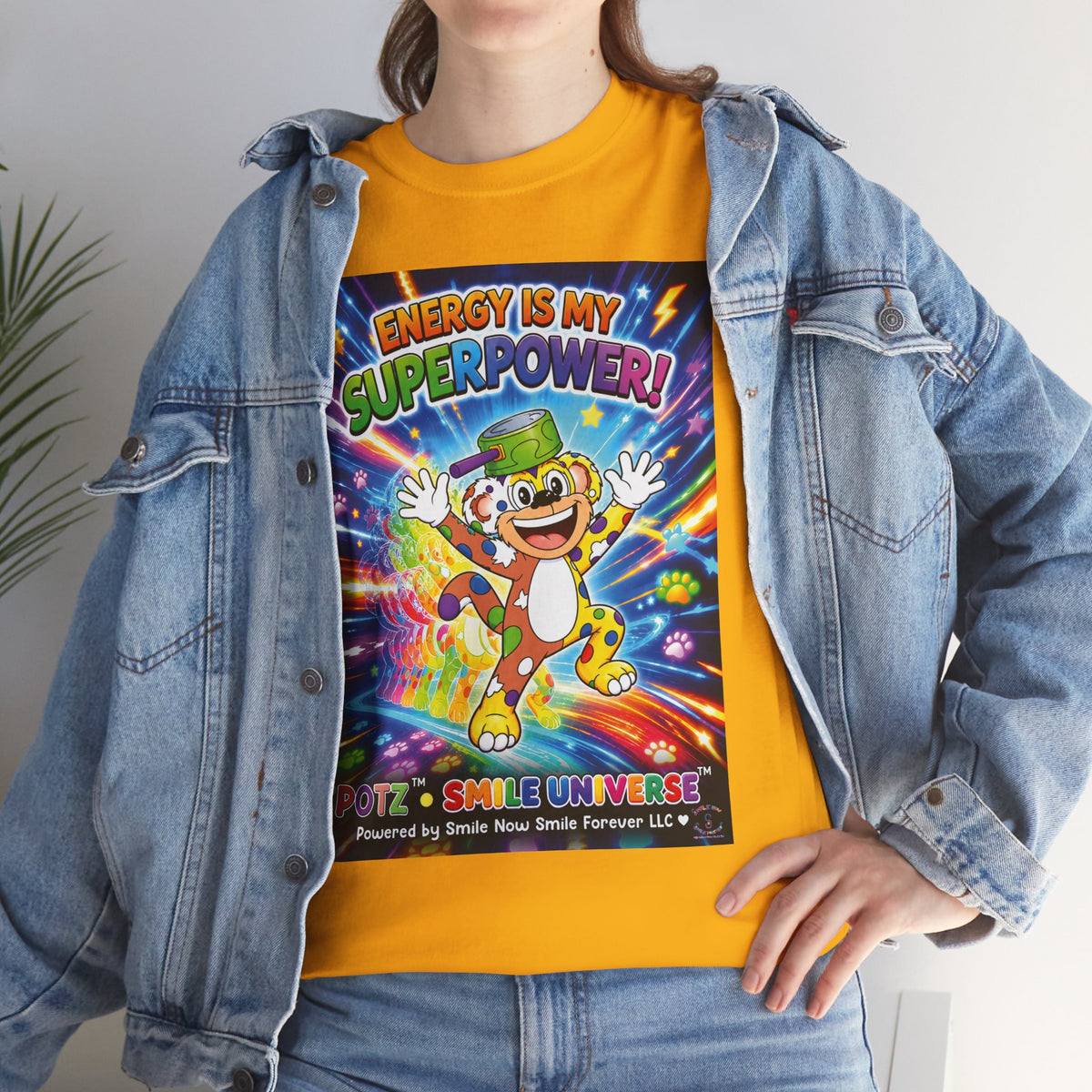 Potz™ Unisex Heavy Cotton™ Tee – "Energy is My Superpower!" Graphic Tee | Smile Universe Collection