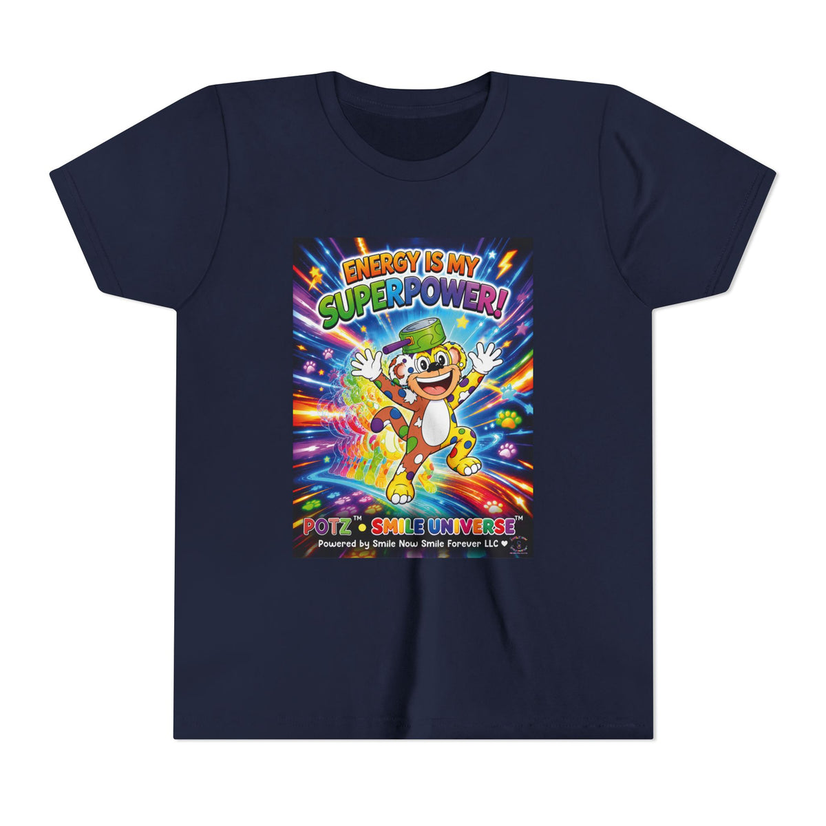 Potz™ Youth Short Sleeve Tee – "Energy is My Superpower!" Graphic Tee | Smile Universe Collection