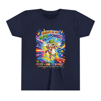 Potz™ Youth Short Sleeve Tee – "Energy is My Superpower!" Graphic Tee | Smile Universe Collection
