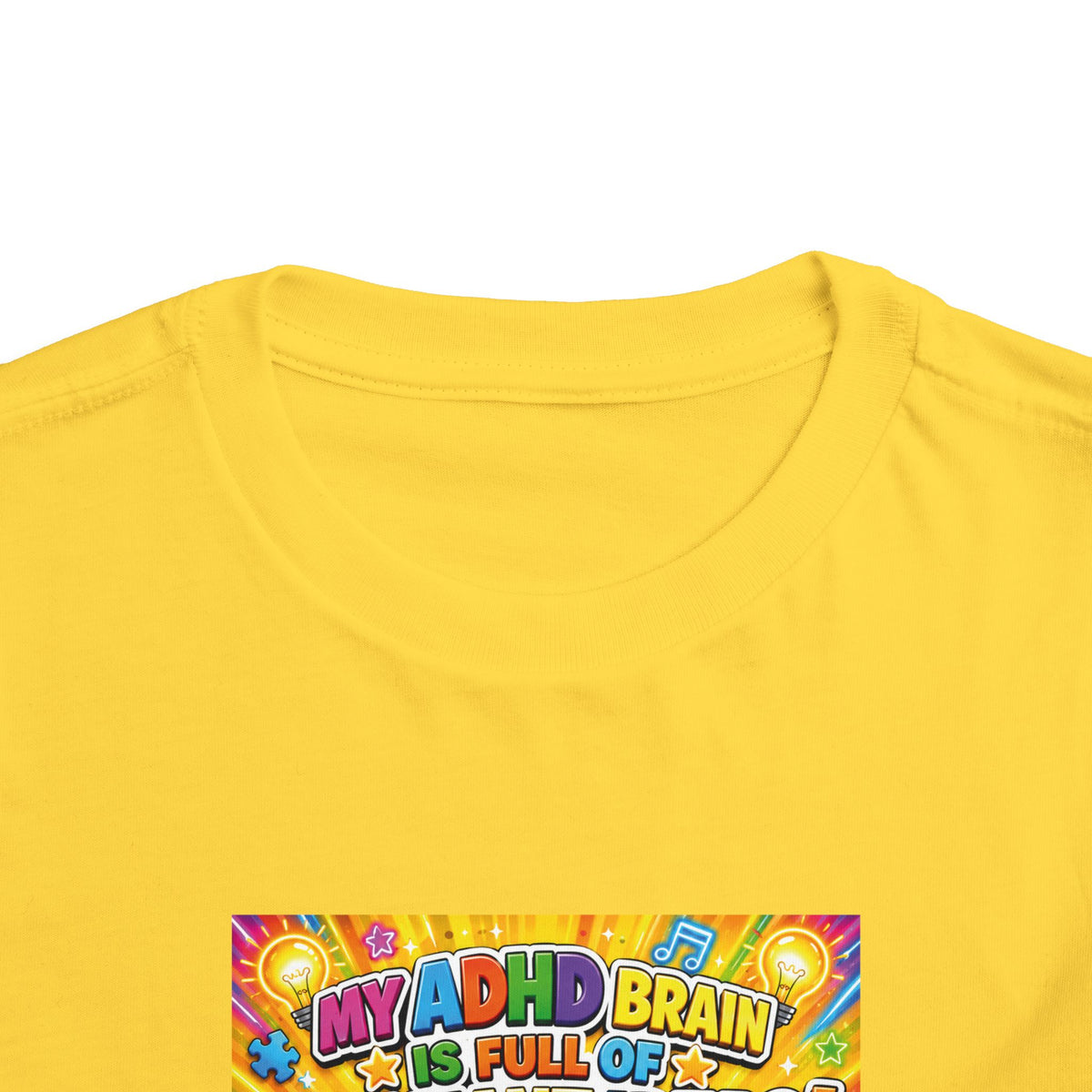 Potz™ Toddler Short Sleeve Tee – "My ADHD Brain is Full of Brilliant Ideas!" Graphic Tee | Smile Universe Collection