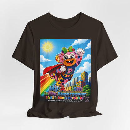 Panz™ Unisex Jersey Short Sleeve Tee – "My Autism is My Superpower" Graphic | Smile Universe Collection