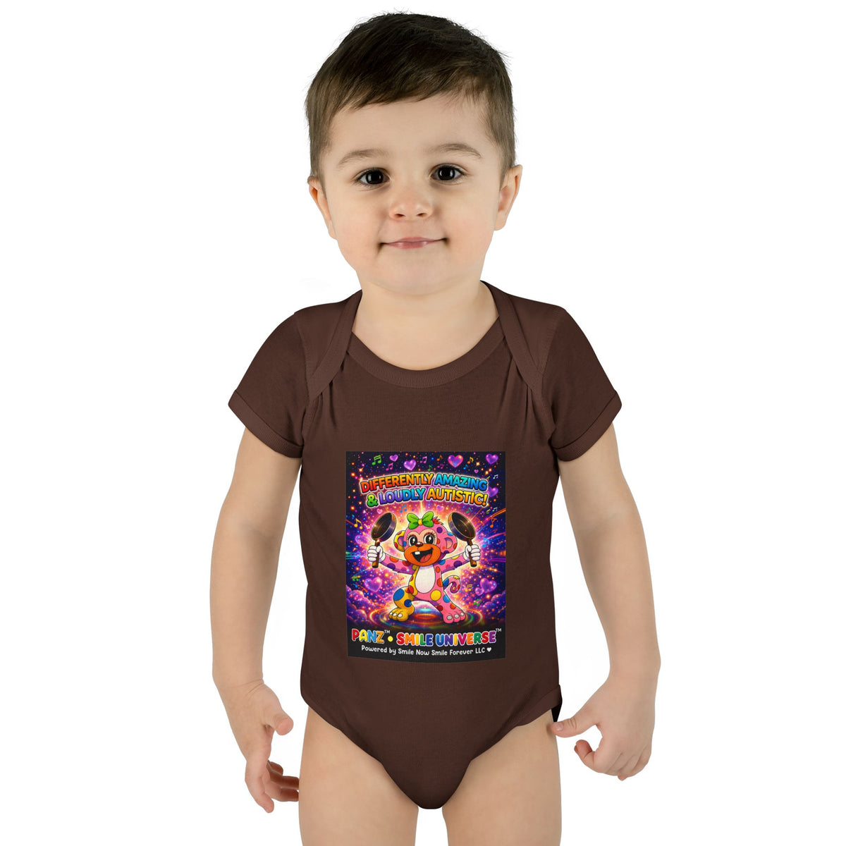 Panz™ Infant Baby Rib Bodysuit – "Differently Amazing & Loudly Autistic!" Graphic | Smile Universe Collection